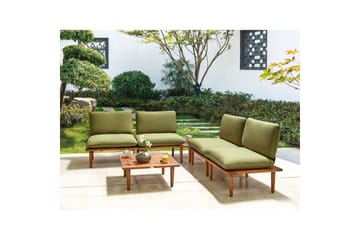 Loungegrupp med bord Frascati Grönt/ljust trä, 4-Sits - Grönt/ljust trä, 4-Sits - Utemöbler - Loungemöbler - Soffgrupp utomhus