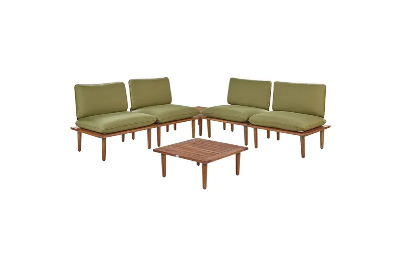 Loungegrupp med bord Frascati Grönt/ljust trä, 4-Sits, Grönt/ljust trä, 4-Sits