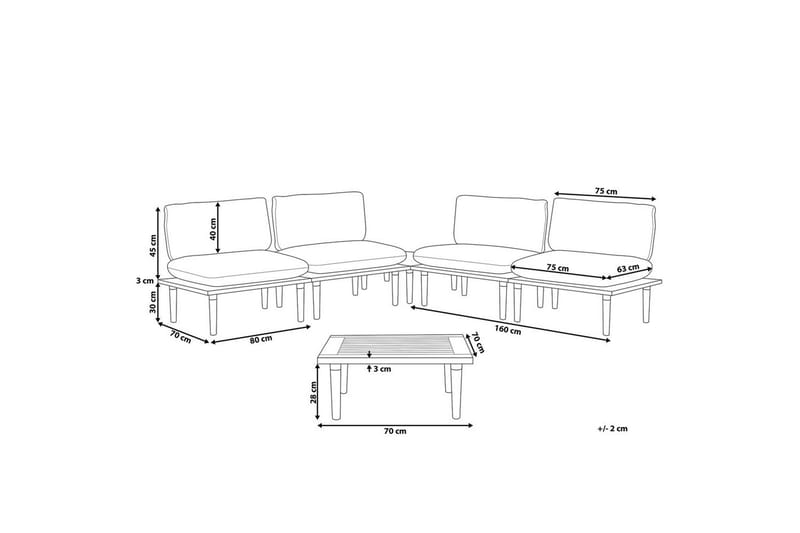 Loungegrupp med bord Frascati Vit/ljust trä, 4-Sits - Vit/ljust trä, 4-Sits - Trädgård & spabad - Utemiljö - Altan & terrass - Altanmöbler