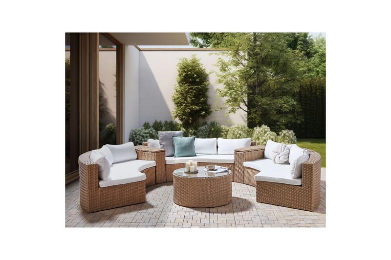 Loungegrupp Severo Beige/vit - Beige/vit - Utemöbler - Balkong - Balkongmöbler - Balkonggrupp & balkongset