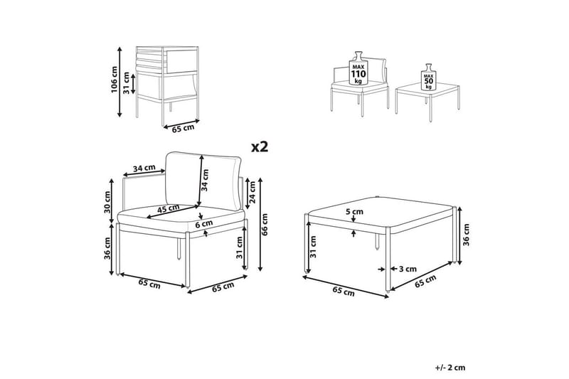 Loungegrupp Terracina Grön/Vit - Grön/Vit - Utemöbler - Balkong - Balkongmöbler - Balkonggrupp & balkongset