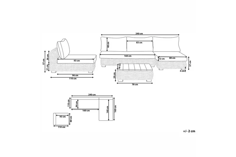 Loungegrupp Varallo Natur/vit, Högervänd - Natur/vit, Högervänd - Trädgård & spabad - Utemiljö - Altan & terrass - Altanmöbler