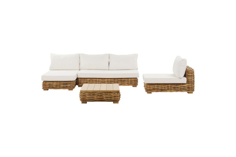 Loungegrupp Varallo Natur/vit, Högervänd - Natur/vit, Högervänd - Utemöbler - Balkong - Balkongmöbler - Balkonggrupp & balkongset
