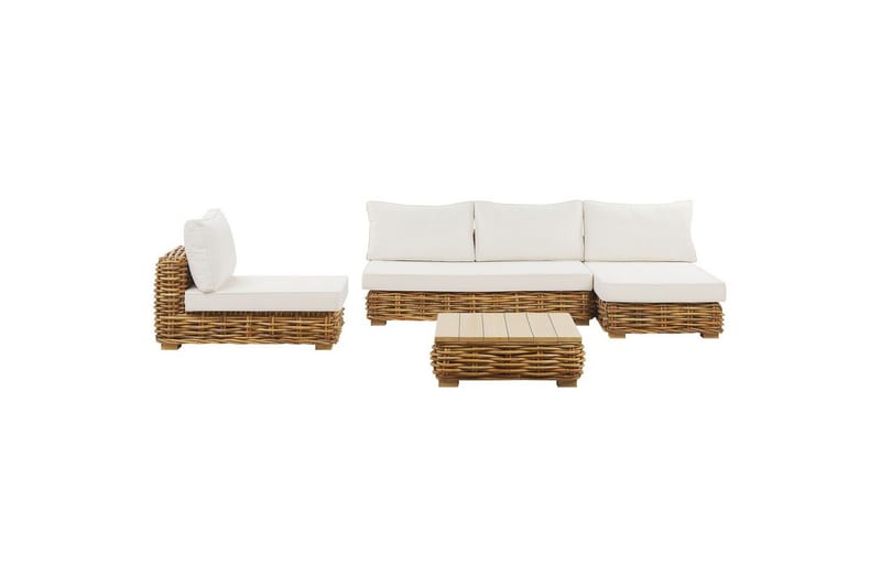 Loungegrupp Varallo Natur/vit, Vänstervänd - Natur/vit, Vänstervänd - Utemöbler - Balkong - Balkongmöbler - Balkonggrupp & balkongset