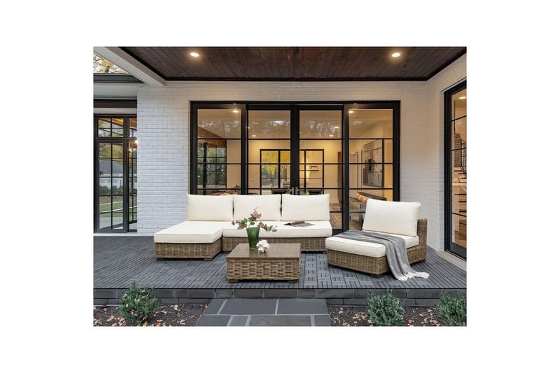 Loungegrupp Varallo Vit/Grå, Högervänd - Vit/Grå, Högervänd - Trädgård & spabad - Utemiljö - Altan & terrass - Altanmöbler