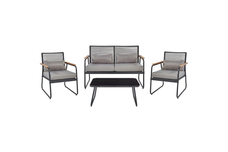 Loungegrupp Pomonte Svart/Grå - Svart/Grå - Utemöbler - Balkong - Balkongmöbler - Balkonggrupp & balkongset