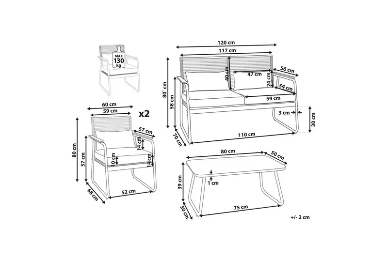 Loungegrupp Pomonte Vit/Grå - Vit/Grå - Trädgård & spabad - Utemiljö - Altan & terrass - Altanmöbler