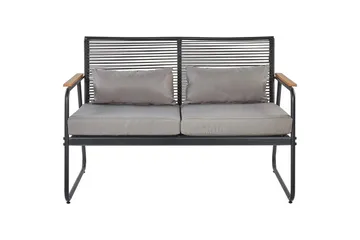 Loungegrupp Pomonte Svart/Grå - Svart/Grå - Utemöbler - Loungemöbler - Soffgrupp utomhus