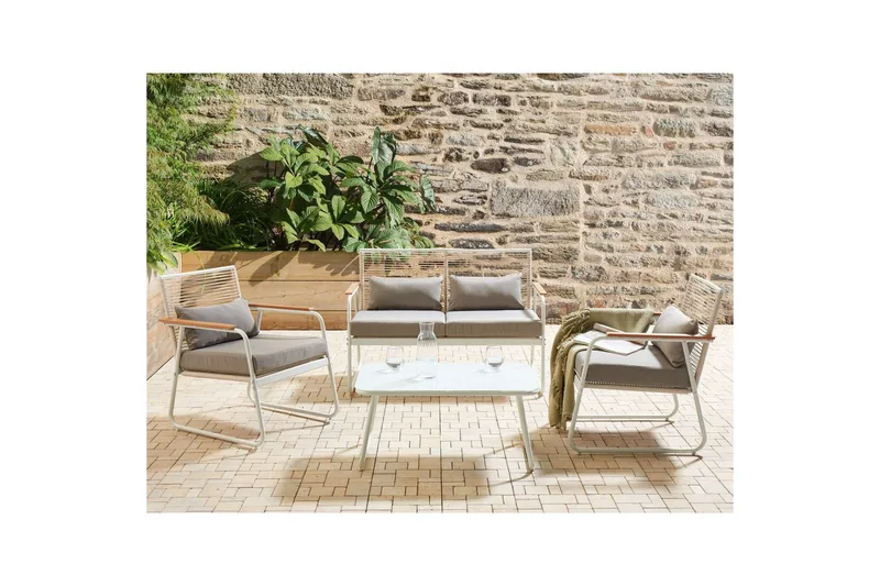 Loungegrupp Pomonte Vit/Grå - Vit/Grå - Trädgård & spabad - Utemiljö - Altan & terrass - Altanmöbler