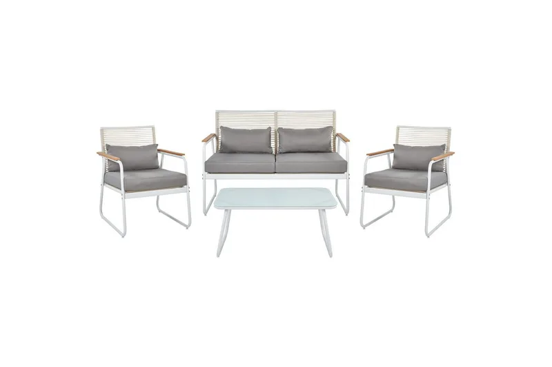 Loungegrupp Pomonte Vit/Grå - Vit/Grå - Trädgård & spabad - Utemiljö - Altan & terrass - Altanmöbler