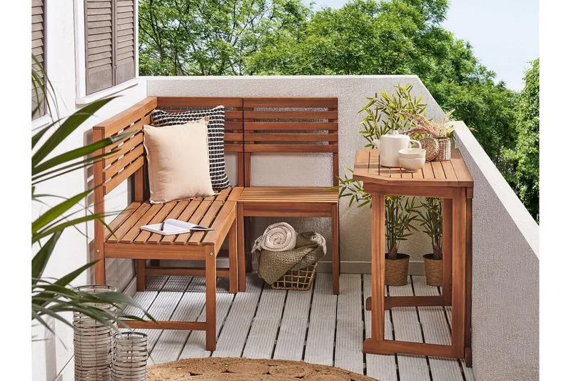 Manuele Hopfällbart Balkongbord och Trädgårdsbord 110 cm Trä - Ljusbrun - Utemöbler - Balkong - Balkongmöbler - Balkongbord