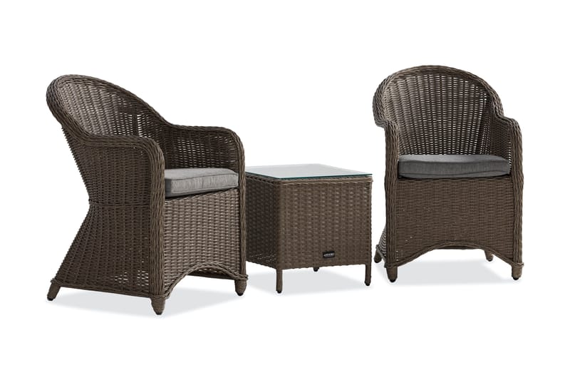 Marcus Caféset med 2 Light Fåtöljer m Dyna - Grå - Utemöbler - Balkong - Balkongmöbler - Balkonggrupp & balkongset