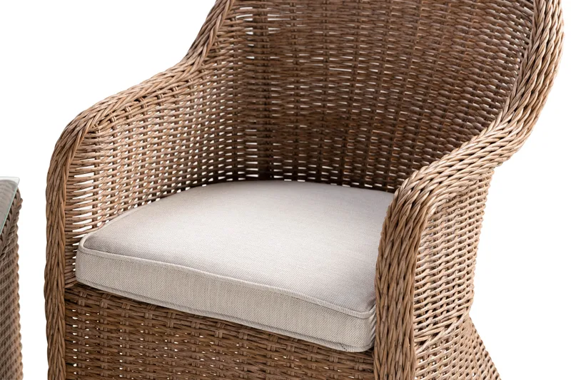 Marcus Caféset med 2 Light Fåtöljer m Dyna - Natur - Utemöbler - Balkong - Balkongmöbler - Balkonggrupp & balkongset