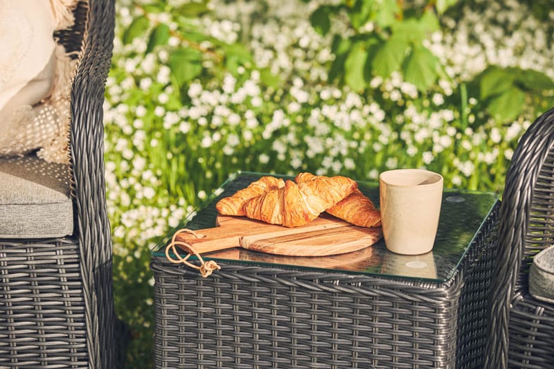 Marcus Caféset med 2 Light Fåtöljer m Dyna - Svart - Utemöbler - Balkong - Balkongmöbler - Balkonggrupp & balkongset