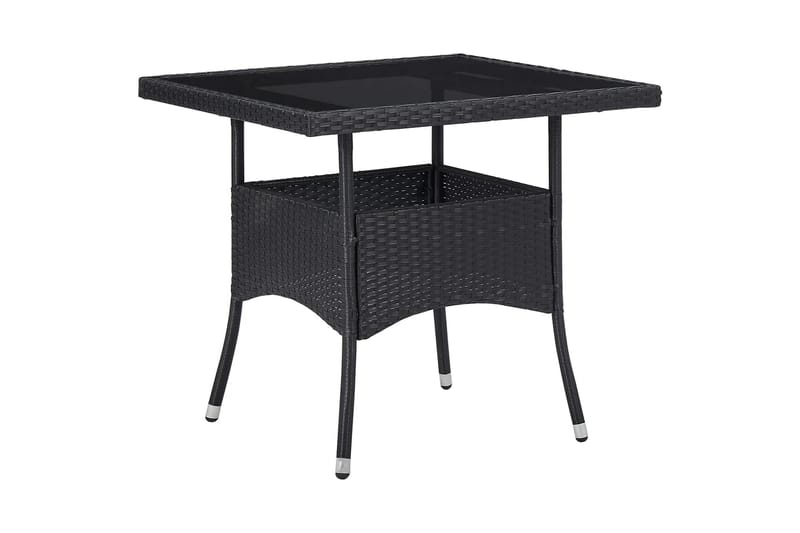 Matbord för trädgård svart konstrotting och glas - Svart - Cafebord - Balkongbord