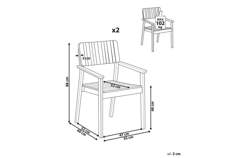 Matstol Agello set om 2 - Utemöbler - Balkong - Balkongmöbler - Balkongstol