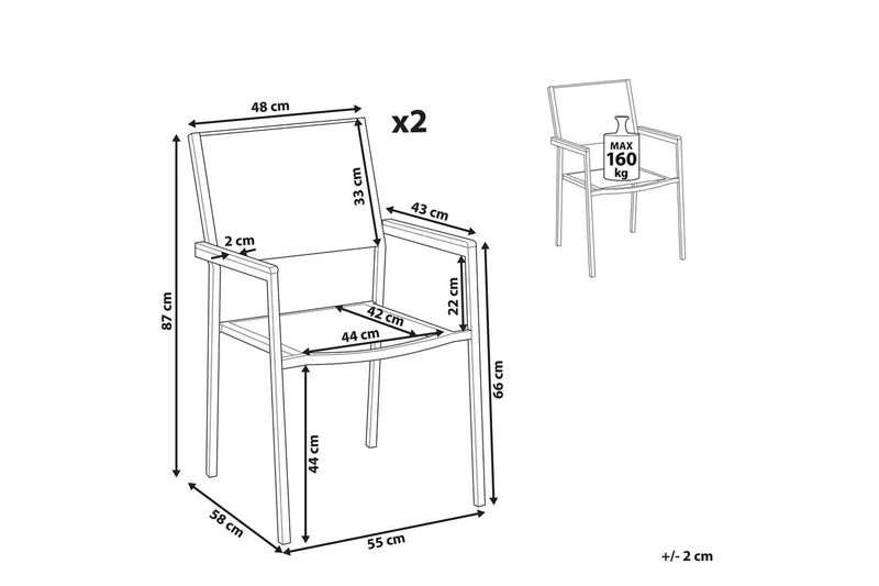 Matstol Grosseto set om 2 - Utemöbler - Balkong - Balkongmöbler - Balkongstol