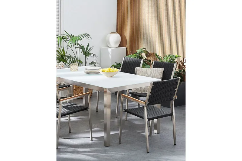 Matstol Grosseto set om 6 Svart/Silver - Svart/Silver - Utemöbler - Balkong - Balkongmöbler - Balkongstol