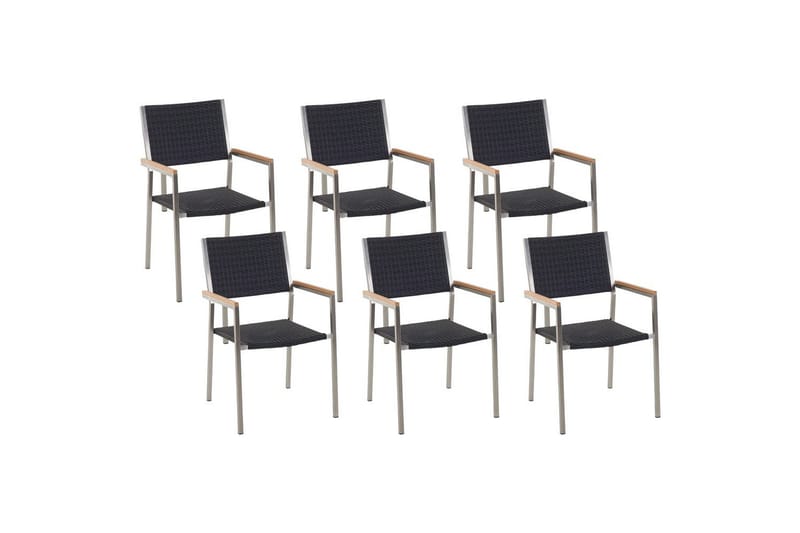 Matstol Grosseto set om 6 Svart/Silver - Svart/Silver - Utemöbler - Balkong - Balkongmöbler - Balkongstol