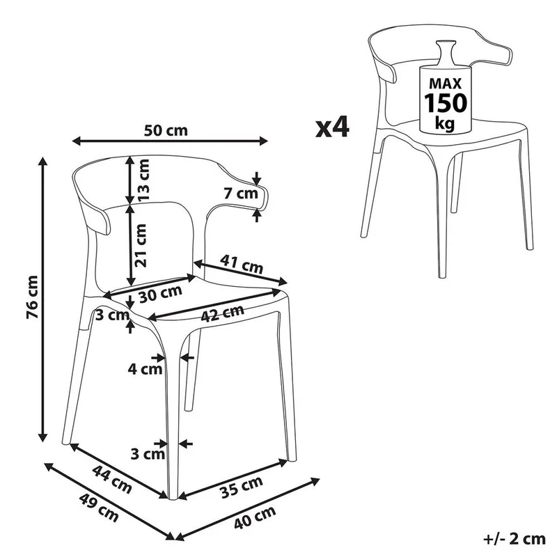Matstol Gubbio 4-pack - Rosa - Utemöbler - Balkong - Balkongmöbler - Balkongstol