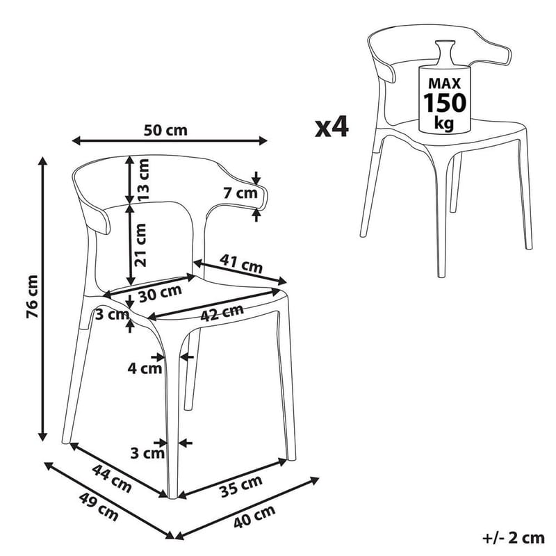 Matstol Gubbio 4-pack - Grön - Utemöbler - Balkong - Balkongmöbler - Balkongstol