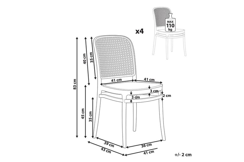 Matstol Plose set om 4 - Utemöbler - Balkong - Balkongmöbler - Balkongstol