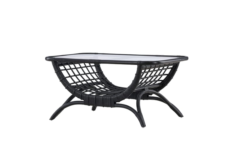 Moana Soffbord och Matbord Utomhus 95,5 cm Glas Rotting - Svart - Utemöbler - Balkong - Balkongmöbler - Balkongbord