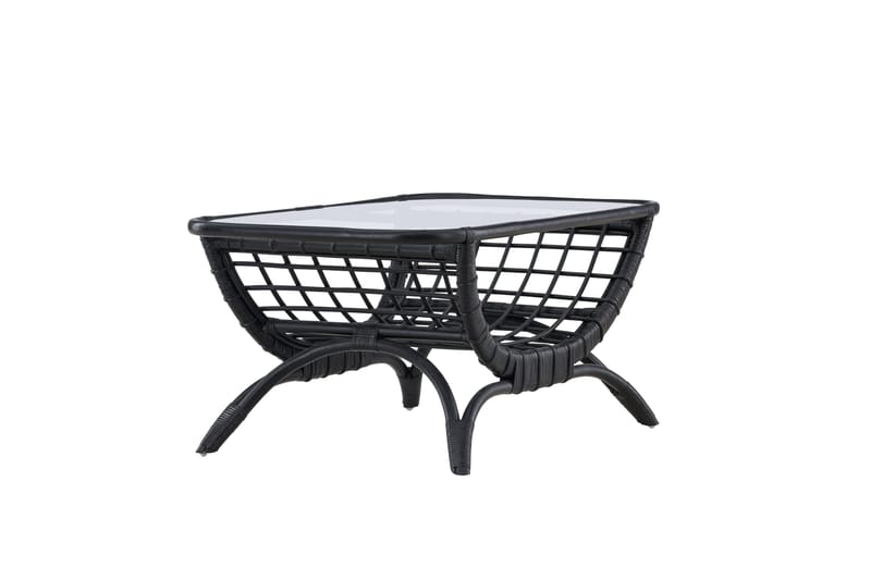 Moana Soffbord och Matbord Utomhus 95,5 cm Glas Rotting - Svart - Utemöbler - Balkong - Balkongmöbler - Balkongbord