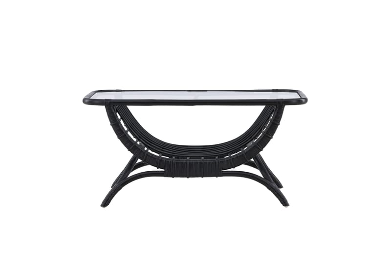 Moana Soffbord och Matbord Utomhus 95,5 cm Glas Rotting - Svart - Utemöbler - Balkong - Balkongmöbler - Balkongbord