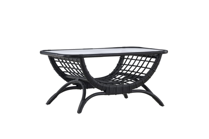 Moana Soffbord och Matbord Utomhus 95,5 cm Glas Rotting - Svart - Utemöbler - Balkong - Balkongmöbler - Balkongbord