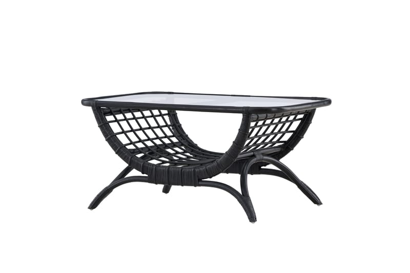 Moana Soffbord och Matbord Utomhus 95,5 cm Glas Rotting - Svart - Utemöbler - Balkong - Balkongmöbler - Balkongbord