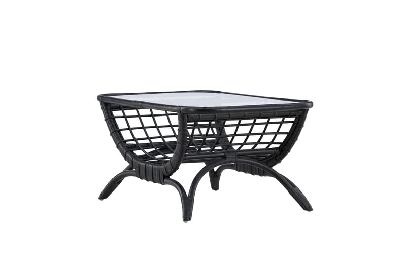 Moana Soffbord och Matbord Utomhus 95,5 cm Glas Rotting - Svart - Utemöbler - Balkong - Balkongmöbler - Balkongbord