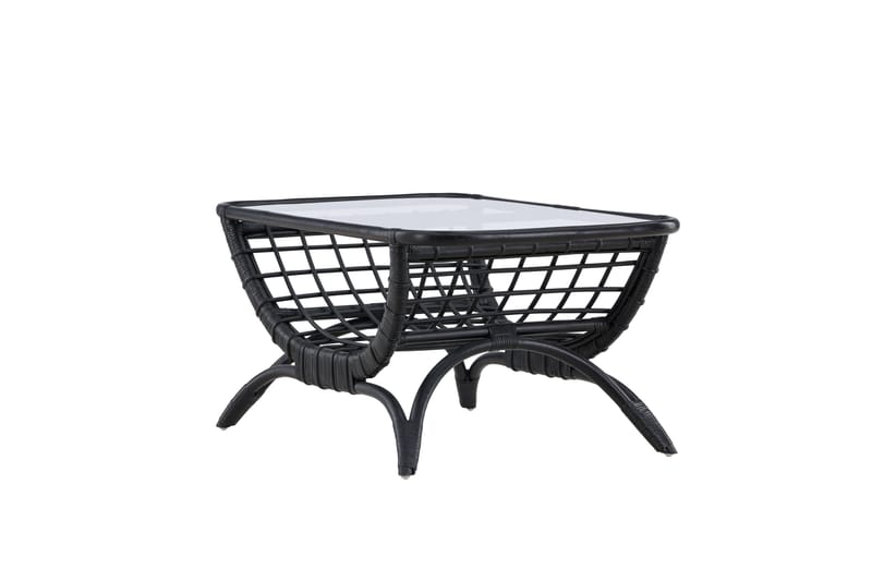 Moana Soffbord och Matbord Utomhus 95,5 cm Glas Rotting - Svart - Utemöbler - Balkong - Balkongmöbler - Balkongbord