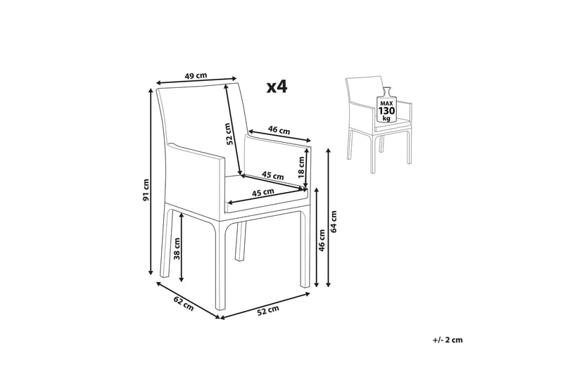 Monteroni Karmstol Utomhus - Grå/Vit - Utemöbler - Balkong - Balkongmöbler - Balkongstol