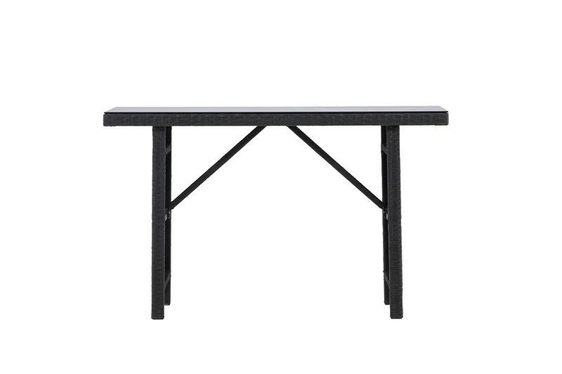 Padova Hopfällbart Sidobord och Avlastningsbord Utomhus 120 cm Glas - Svart - Utemöbler - Balkong - Balkongmöbler - Balkongbord