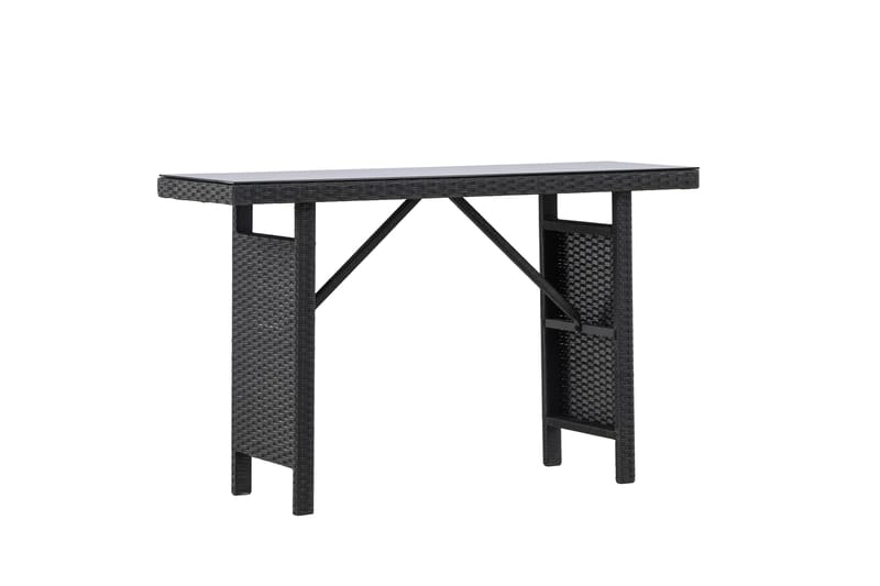 Padova Hopfällbart Sidobord och Avlastningsbord Utomhus 120 cm Glas - Svart - Utemöbler - Balkong - Balkongmöbler - Balkongbord