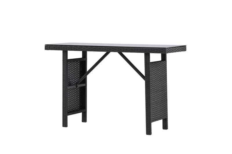 Padova Hopfällbart Sidobord och Avlastningsbord Utomhus 120 cm Glas - Svart - Utemöbler - Balkong - Balkongmöbler - Balkongbord
