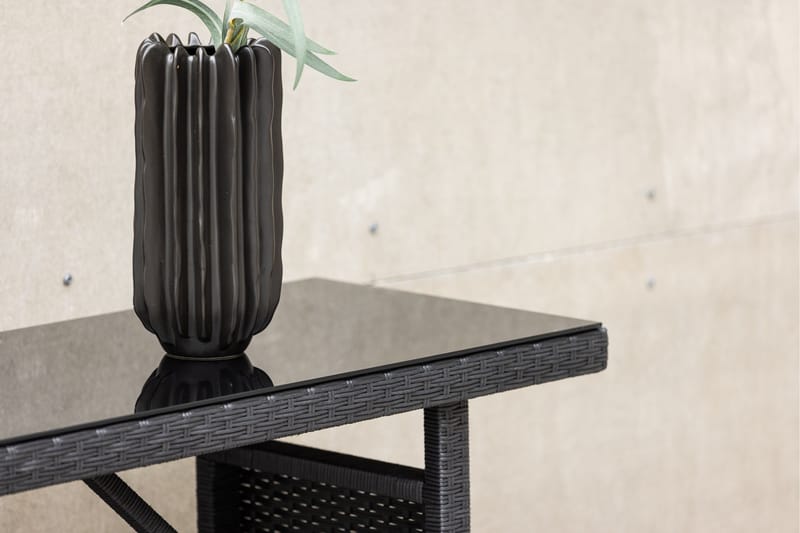 Padova Hopfällbart Sidobord och Avlastningsbord Utomhus 120 cm Glas - Svart - Utemöbler - Balkong - Balkongmöbler - Balkongbord