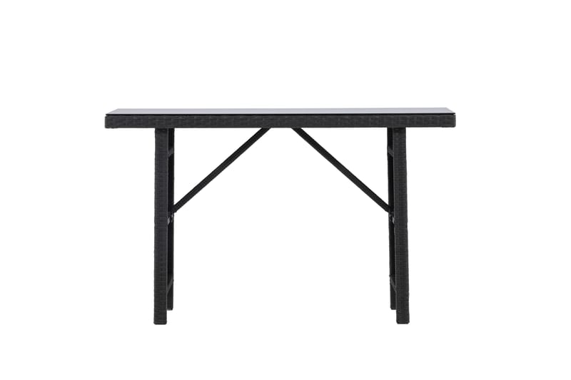 Padova Hopfällbart Sidobord och Avlastningsbord Utomhus 120 cm Glas - Svart - Utemöbler - Balkong - Balkongmöbler - Balkongbord