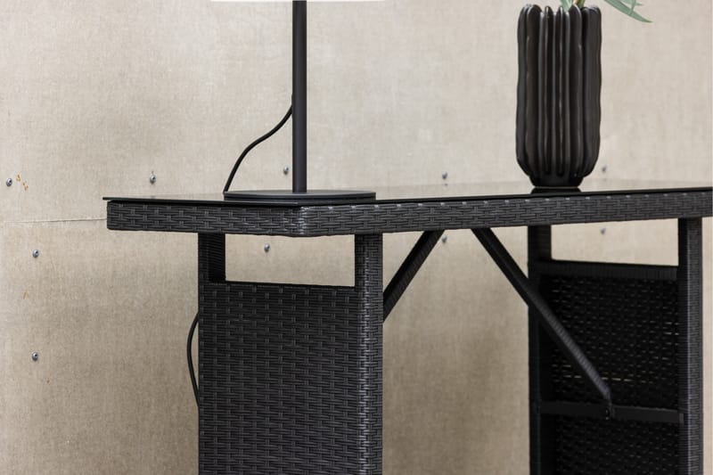 Padova Hopfällbart Sidobord och Avlastningsbord Utomhus 120 cm Glas - Svart - Utemöbler - Balkong - Balkongmöbler - Balkongbord