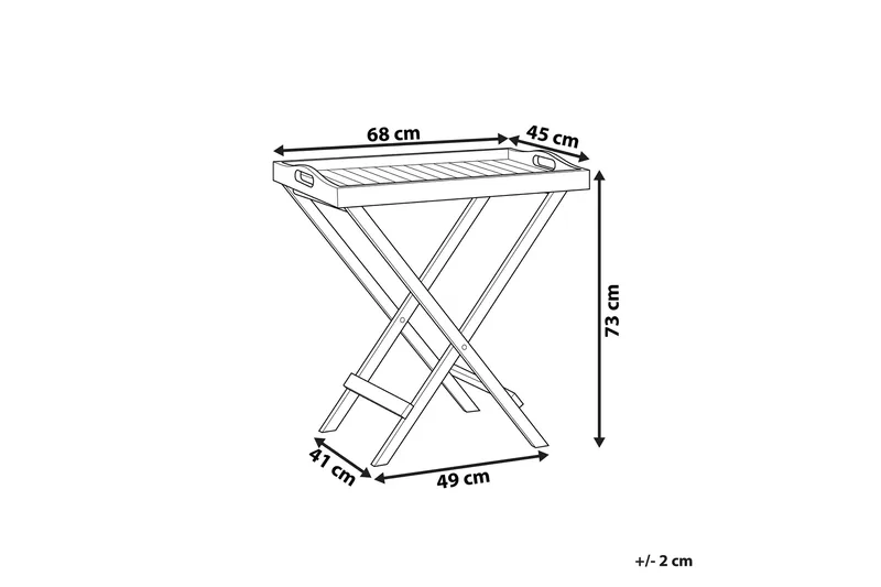 Paolo Hopfällbart Sidobord BrickUtebord och Avlastningsbord Utomhus 68 cm Trä - Mörkbrun - Utemöbler - Balkong - Balkongmöbler - Balkongbord