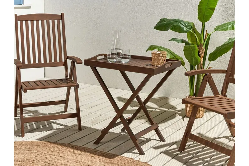 Paolo Hopfällbart Sidobord BrickUtebord och Avlastningsbord Utomhus 68 cm Trä - Mörkbrun - Utemöbler - Balkong - Balkongmöbler - Balkongbord