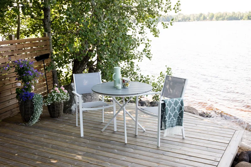 Parma Cafégrupp + 4 Utestolar - Grå/Vit - Utemöbler - Balkong - Balkongmöbler - Balkonggrupp & balkongset
