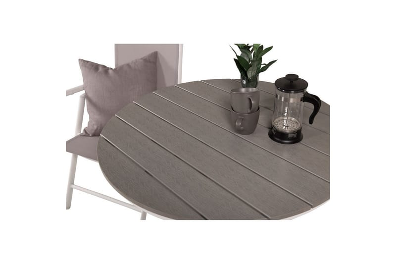 Parma Caféset Rund Ø90 cm + 2 Break Positionsstolar Vit/Grå - Venture Home - Utemöbler - Balkong - Balkongmöbler - Balkonggrupp & balkongset