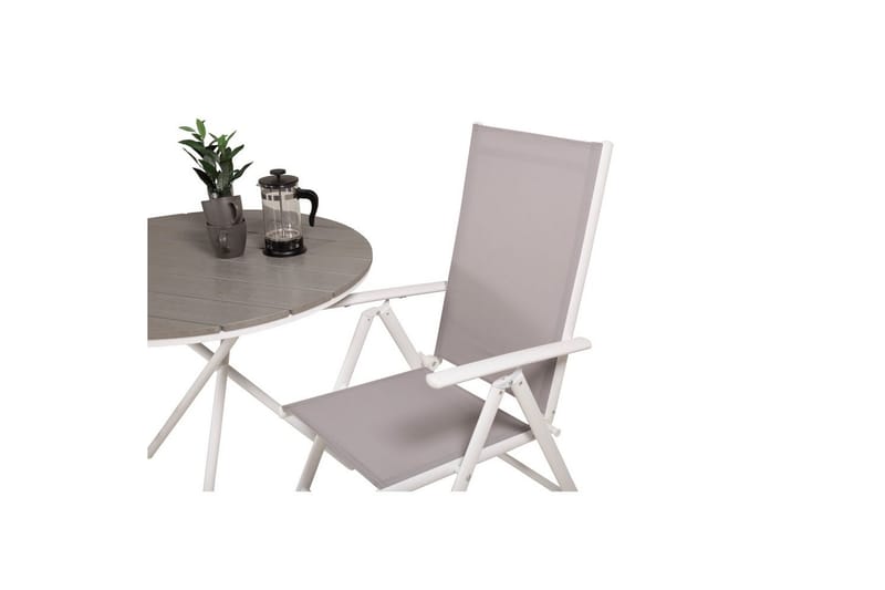 Parma Caféset Rund Ø90 cm + 2 Break Positionsstolar Vit/Grå - Venture Home - Utemöbler - Balkong - Balkongmöbler - Balkonggrupp & balkongset