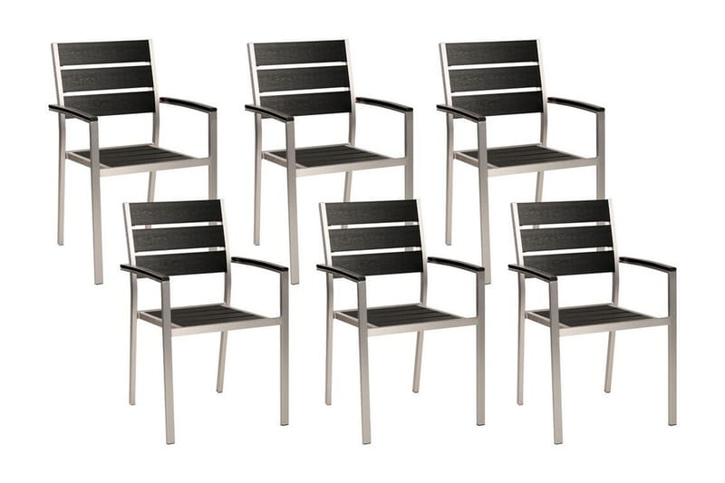 Pereta Karmstol Utomhus 6 st - Svart/Silver - Utemöbler - Balkong - Balkongmöbler - Balkongstol