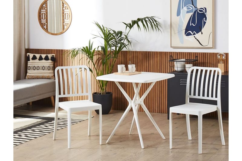 Pesaro Cafébord och Bistrobord Utomhus 70 cm Plast - Vit - Utemöbler - Balkong - Balkongmöbler - Balkongbord