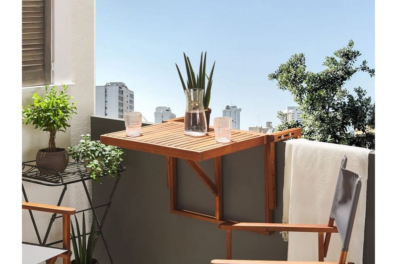Ponoka Balkongbord Hängande och Utebord 70 cm Trä - Mörkbrun - Utemöbler - Balkong - Balkongmöbler - Balkongbord