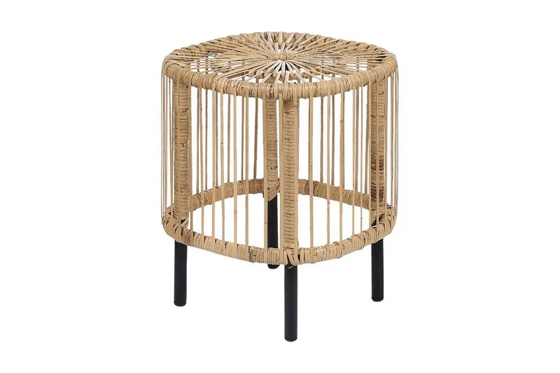 Rimouski Sidobord och Avlastningsbord Utomhus 40 cm Konstrotting - Beige/Svart - Utemöbler - Balkong - Balkongmöbler - Balkongbord