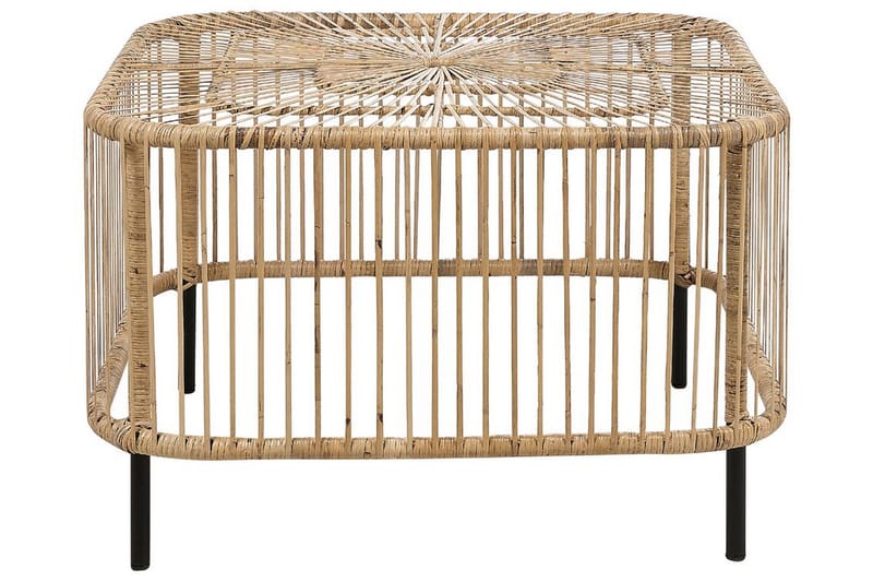 Rimouski Sidobord och Soffbord Utomhus 67 cm Trä Konstrotting - Natural/Svart - Utemöbler - Balkong - Balkongmöbler - Balkongbord